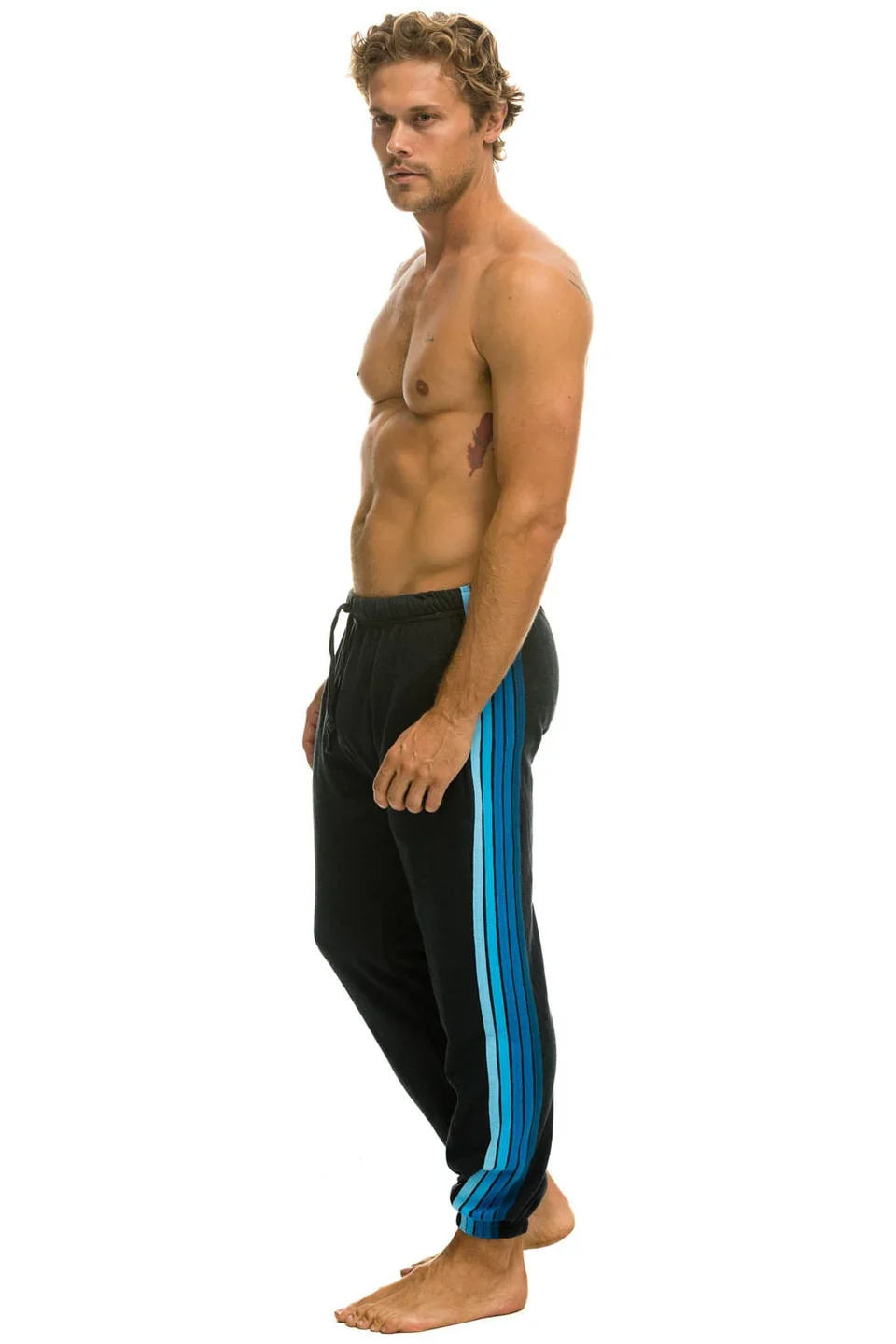 AVIATOR NATION 5 STRIPE SWEATPANTS - CHARCOAL/BLUE