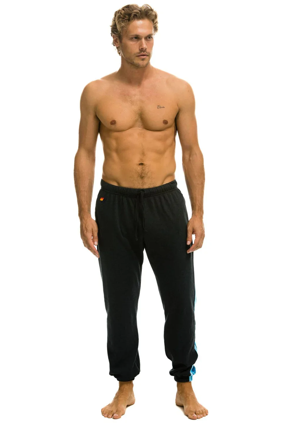 AVIATOR NATION 5 STRIPE SWEATPANTS - CHARCOAL/BLUE - Image 2
