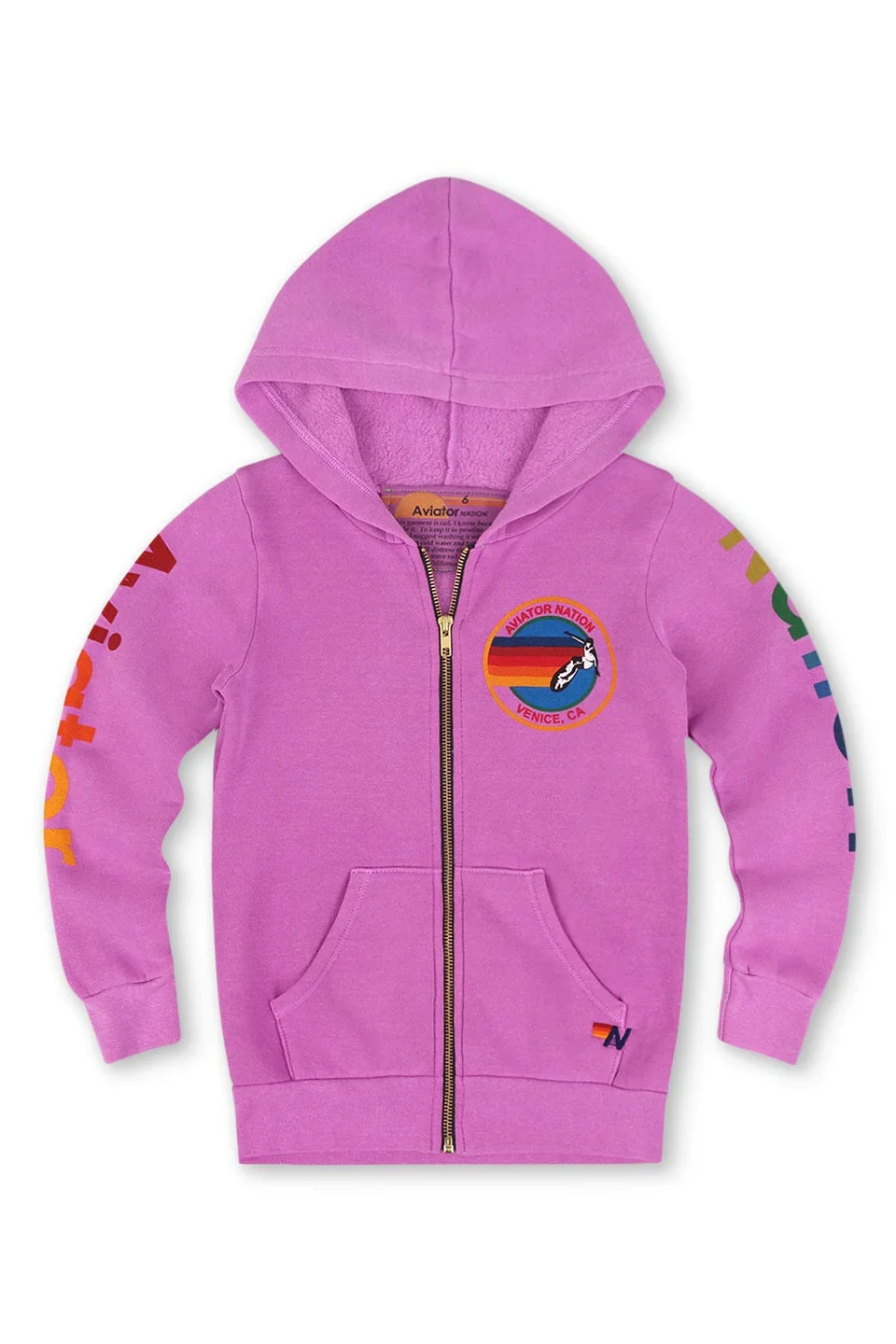 AVIATOR NATION GIRLS ZIP HOODIE - NEON PURPLE
