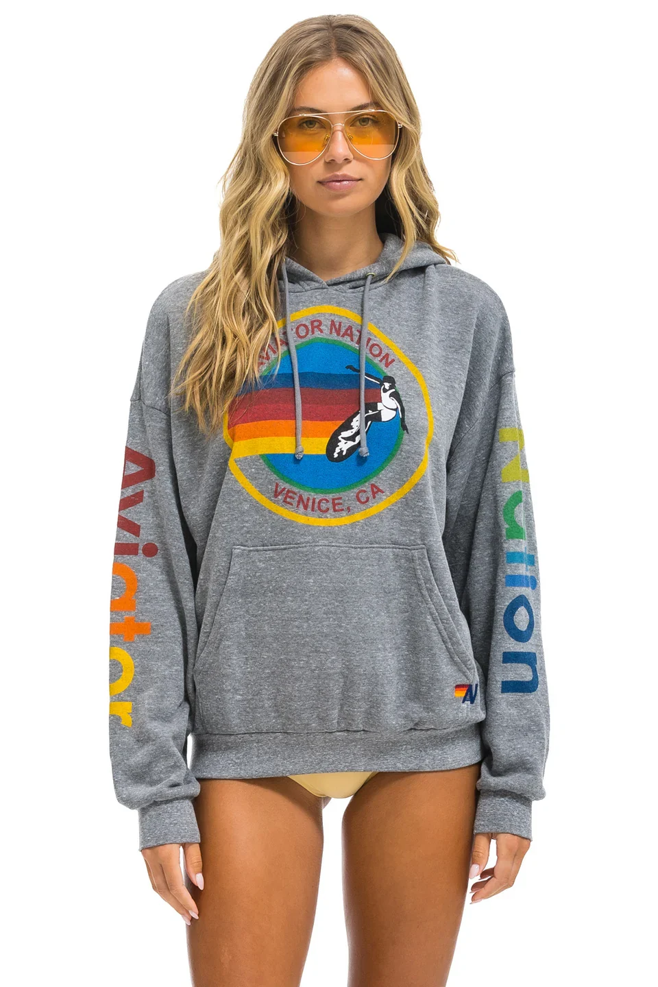 AVIATOR NATION RELAXED PULLOVER HOODIE - HEATHER GREY - Image 2