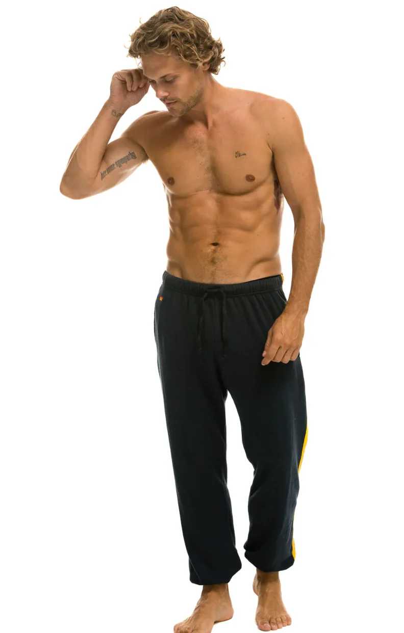 AVIATOR NATION MENS 5 STRIPE SWEATPANTS - CHARCOAL - Image 2