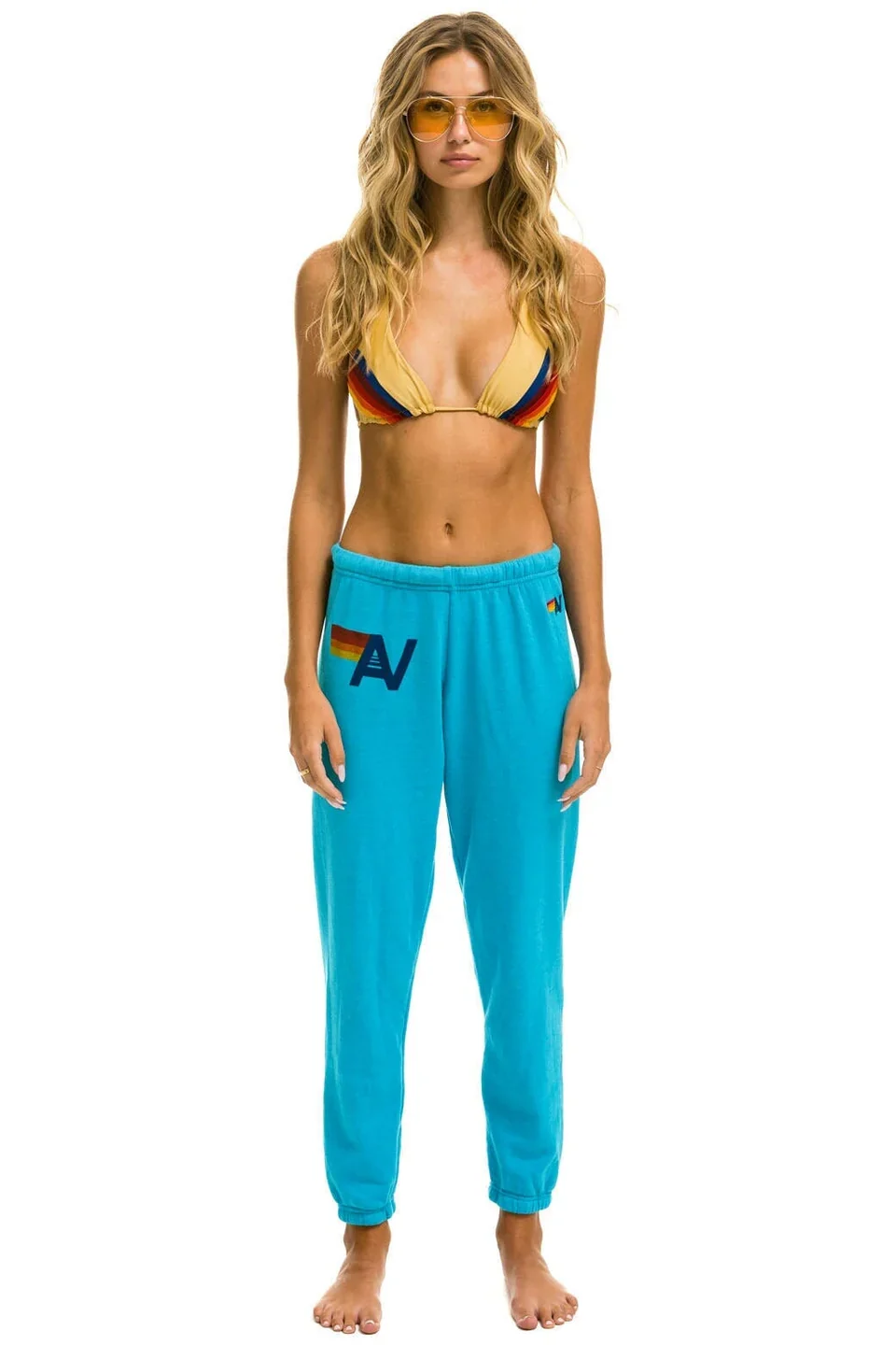 AVIATOR NATION WOMENS LOGO SWEATPANTS - NEON BLUE