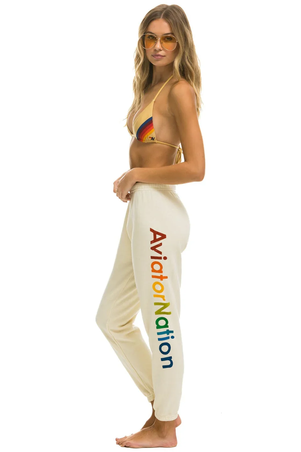 AVIATOR NATION WOMENS SWEATPANTS - VINTAGE WHITE - Image 2