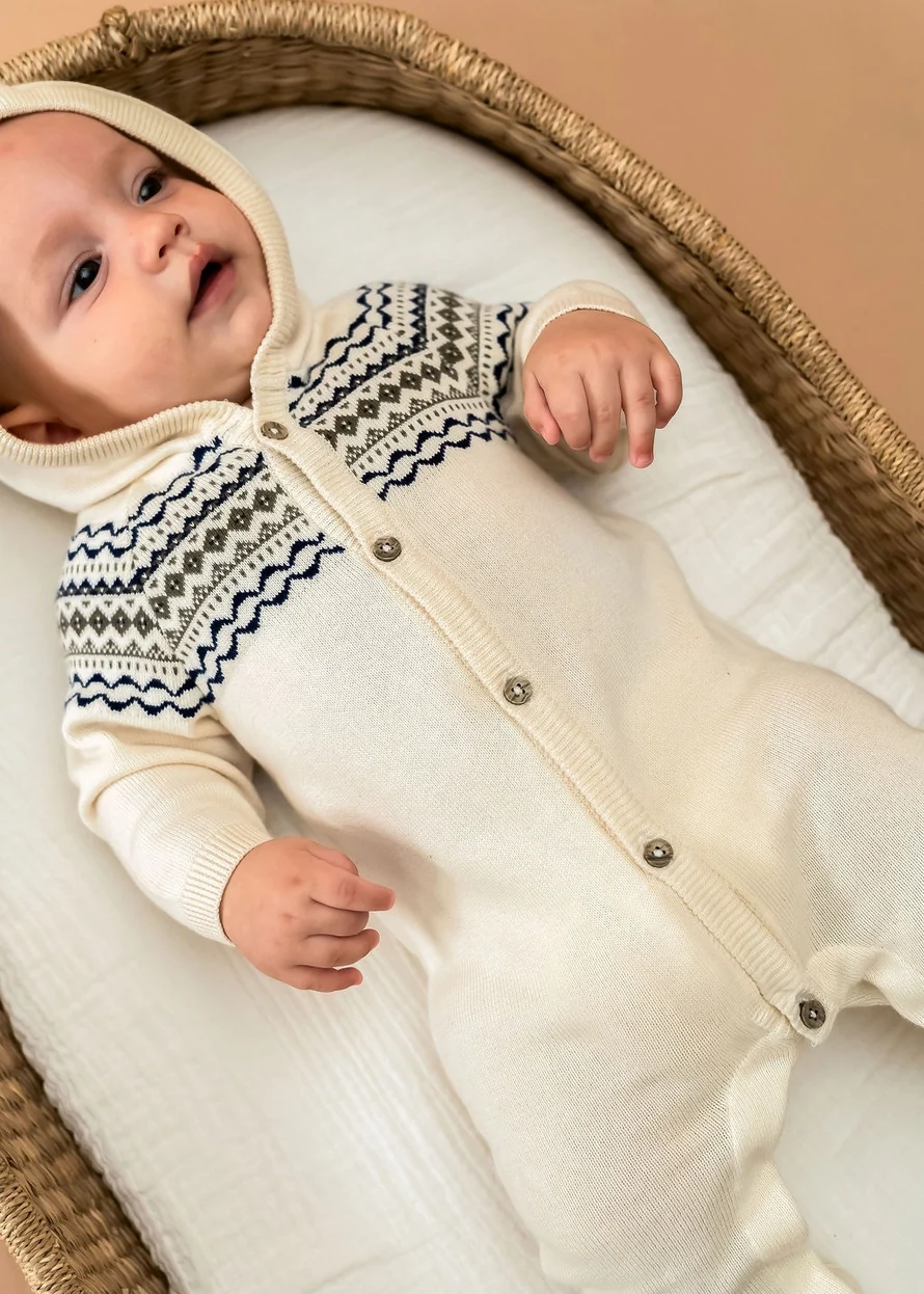 BABY FAIR ISLE JACQUARD HOODED JUMPSUIT - Image 3