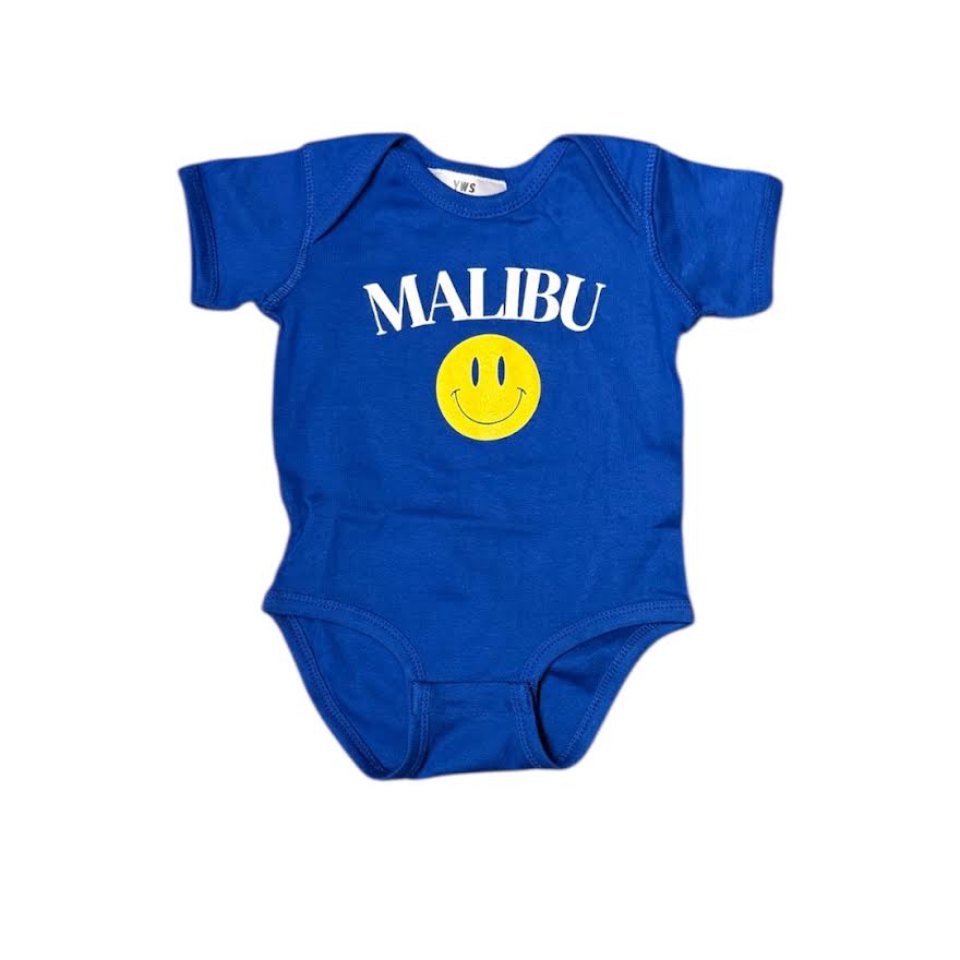 BABY MALIBU SMILEY BLUE ONESIE