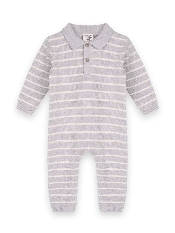 BABY STRIPE COLLAR KNIT JUMPSUIT