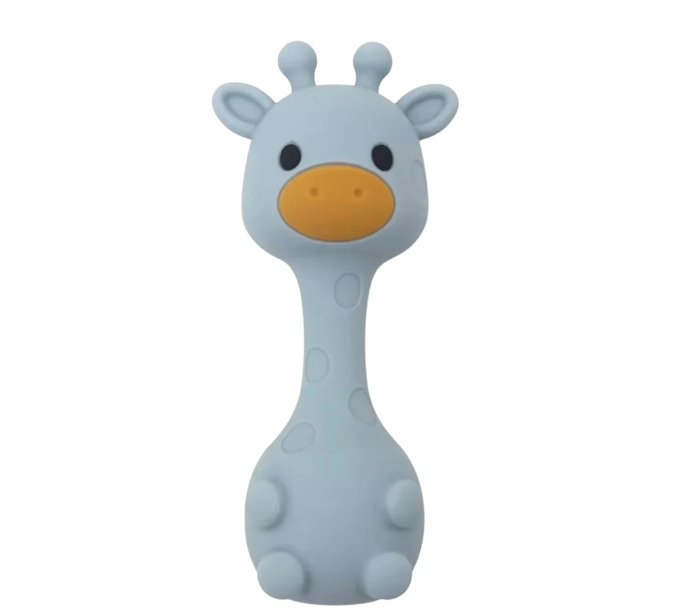 BABY BLUE SILICONE GIRAFFE RATTLE