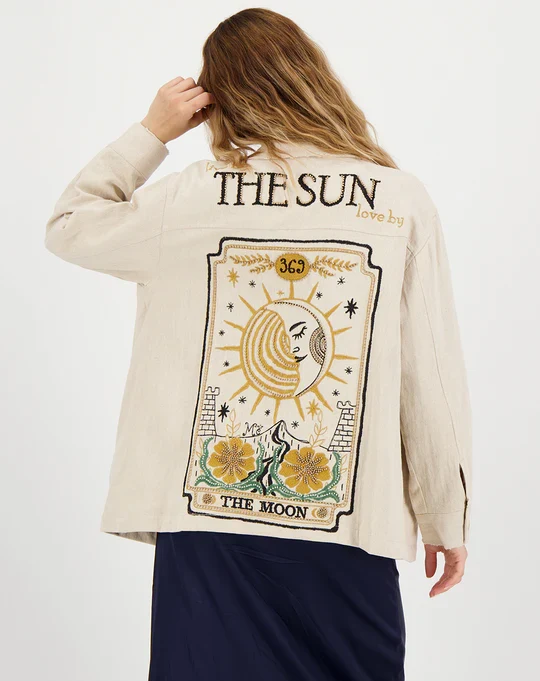 BRIANN SAND EMBROIDERED DENIM JACKET - Image 4
