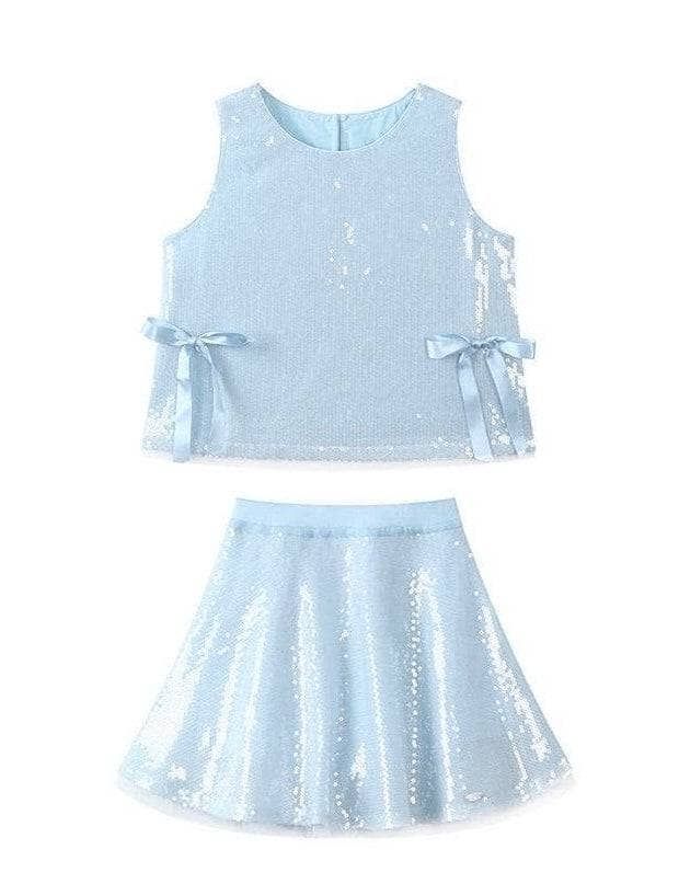 GIRLS BABY BLUE SEQUIN BOW SET