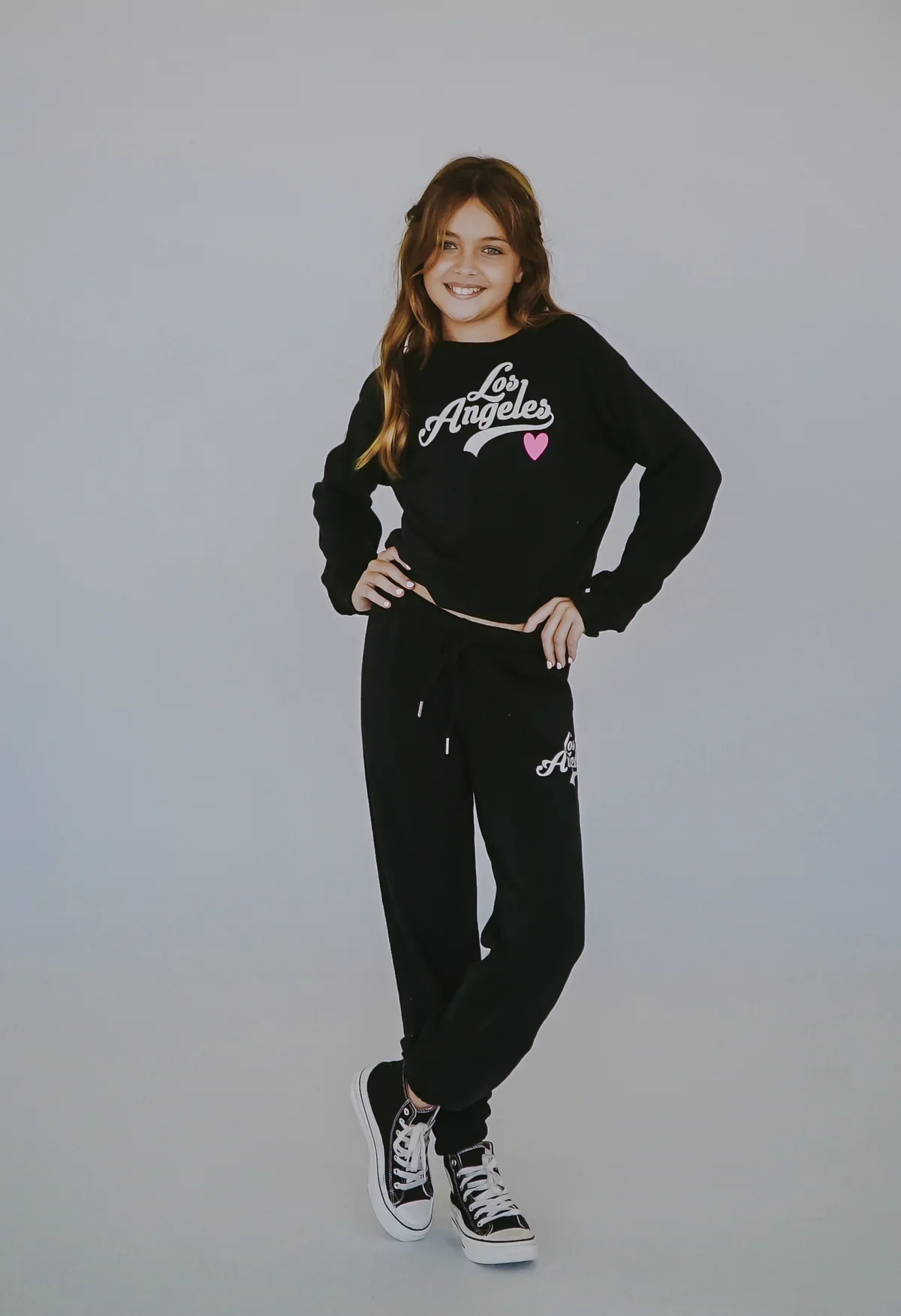 GIRLS BLACK LOS ANGELES HEART SWEATSHIRT