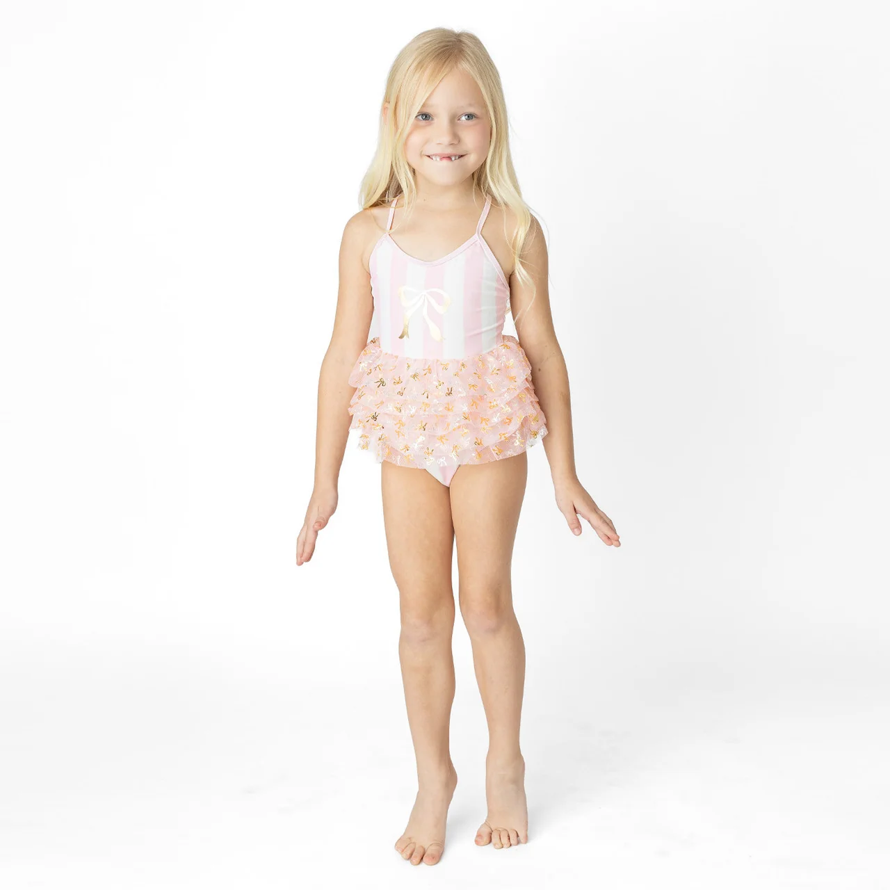 GIRLS BLUSH BOW SKIRTED BATHING SUIT - Image 2