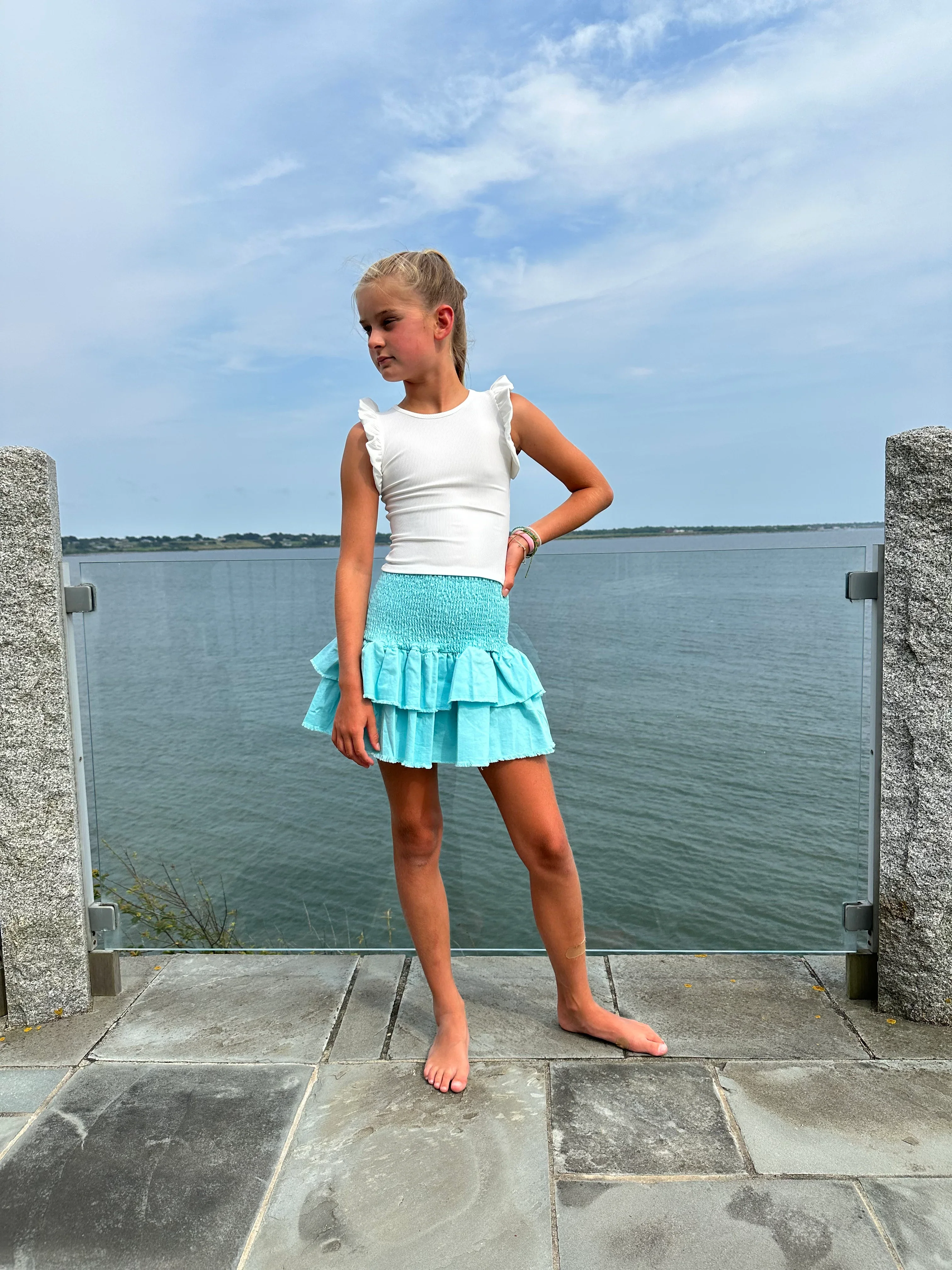 GIRLS DENIM BLUE RUFFLE SKIRT - Image 2