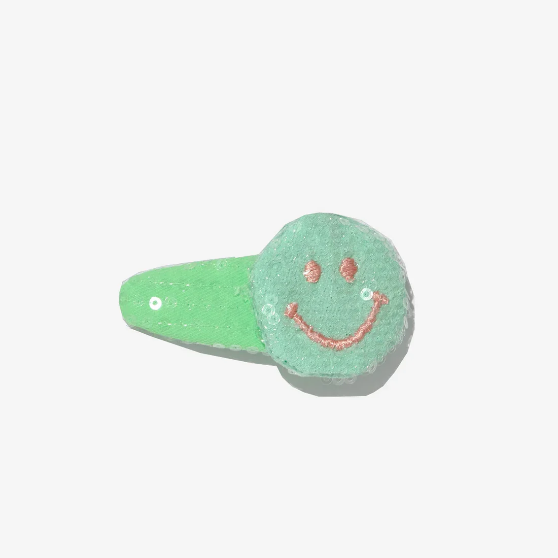 GIRLS GREEN SEQUIN SMILEY CLIP