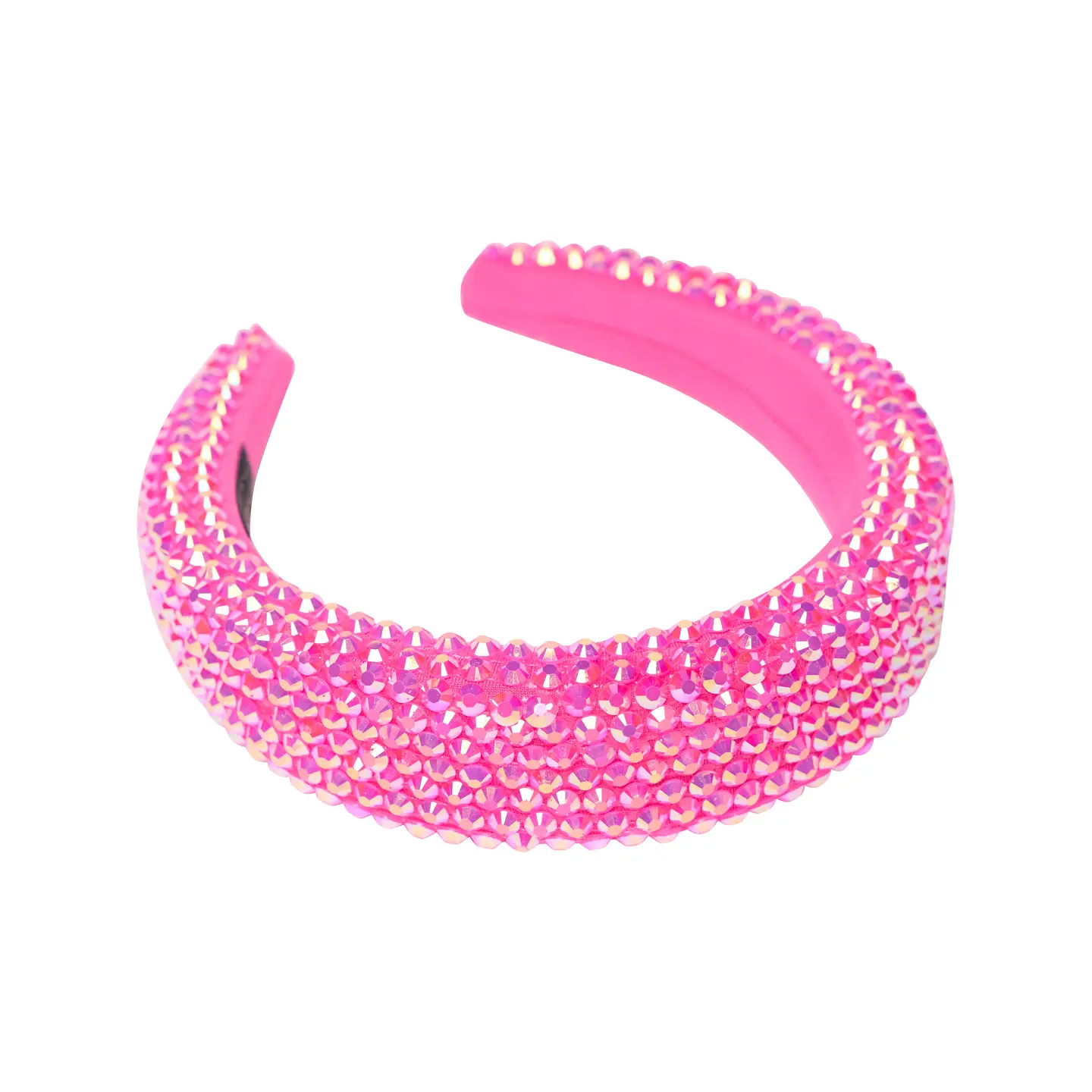 GIRLS HOT PINK RHINESTONE PUFF HEADBAND