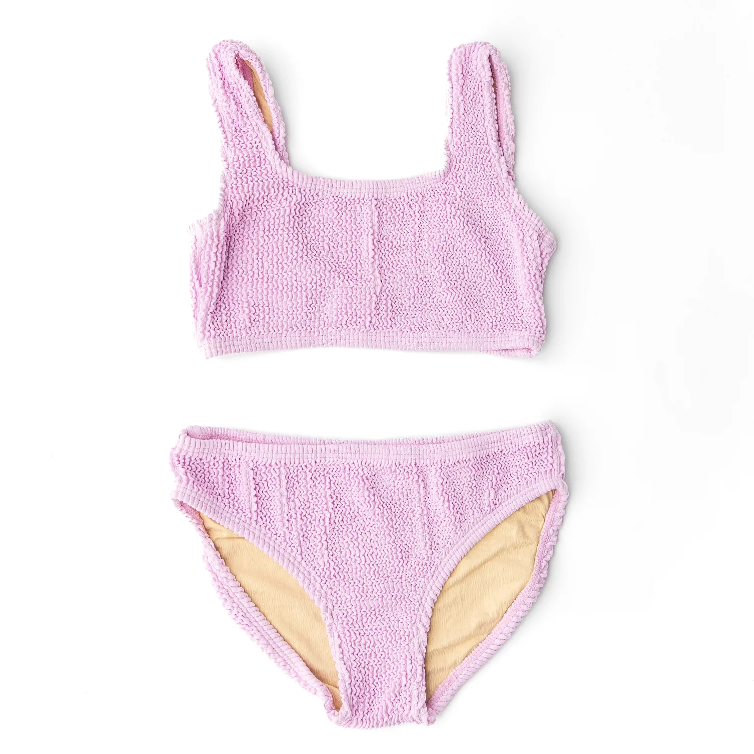 GIRLS LAVENDER CRINKLE 2 PIECE BATHING SUIT