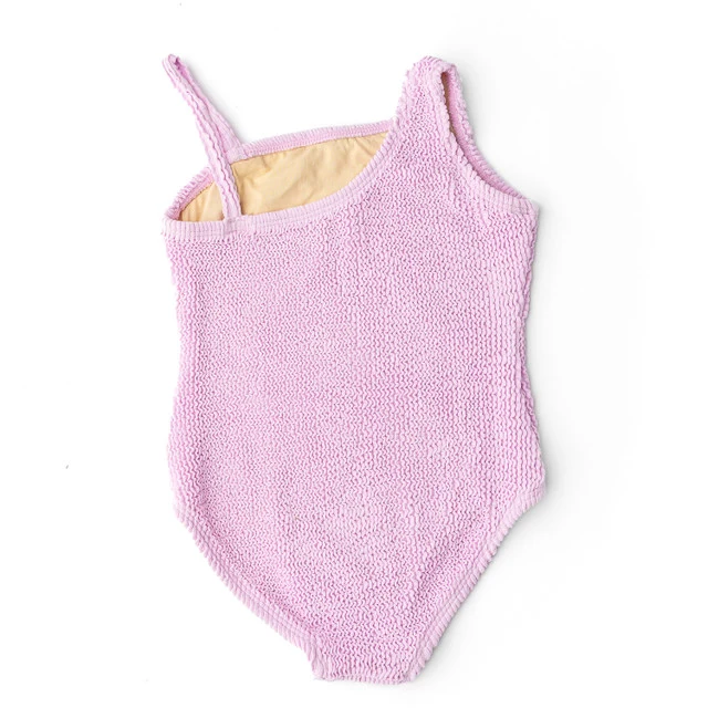 GIRLS LAVENDER CRINKLE ONE SHOULDER BATHING SUIT - Image 2