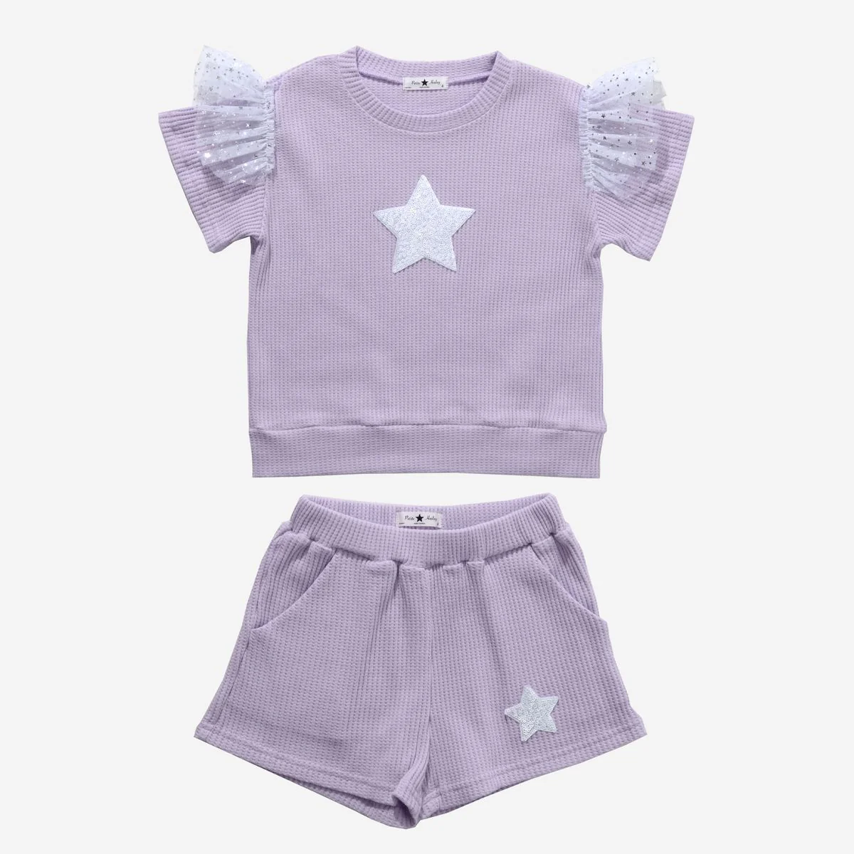 GIRLS LILAC WAFFLE STAR SWEATSHIRT SET