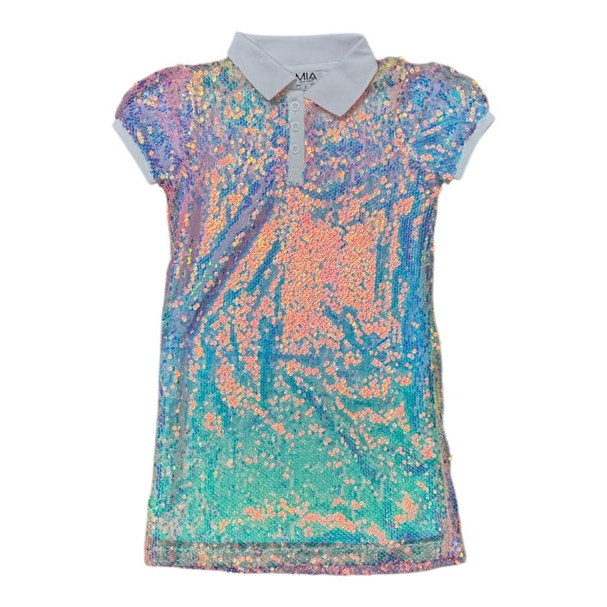 GIRLS SEQUIN RAINBOW POLO DRESS