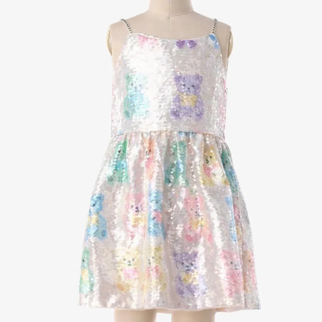 GIRLS SEQUIN TEDDY BEAR DRESS