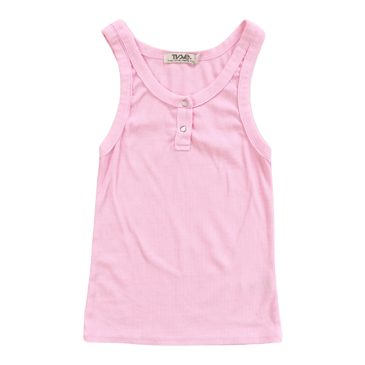 GIRLS SNAP NECK PINK TANK TOP