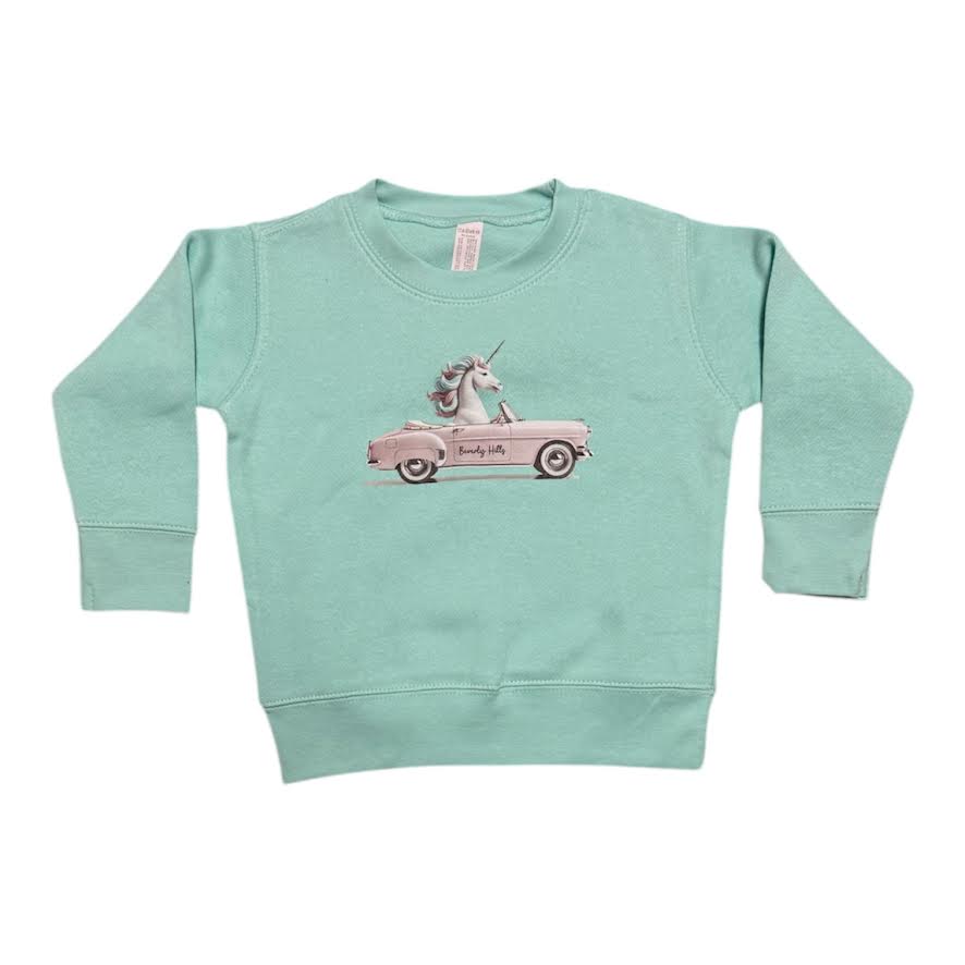 GIRLS UNICORN BEVERLY HILLS CAR SWEATSHIRT