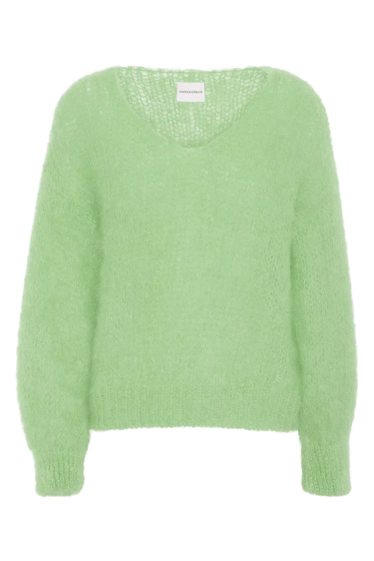 LIGHT GREEN MOHAIR KNIT SWEATER