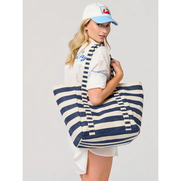 NAVY STRIPE TOTE - Image 2