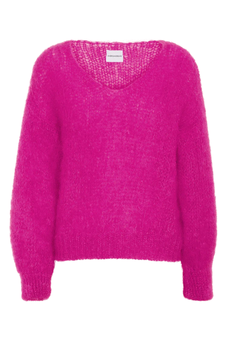 NEON PINK MOHAIR KNIT SWEATER
