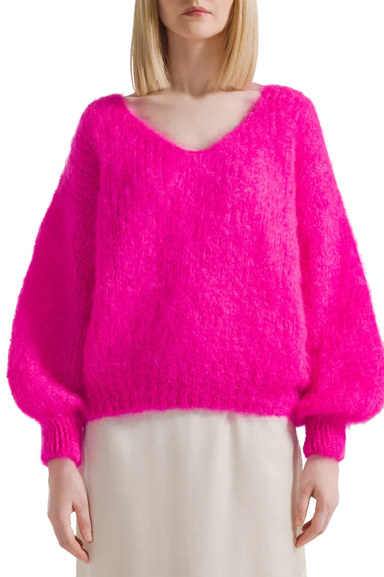 NEON PINK MOHAIR KNIT SWEATER - Image 2