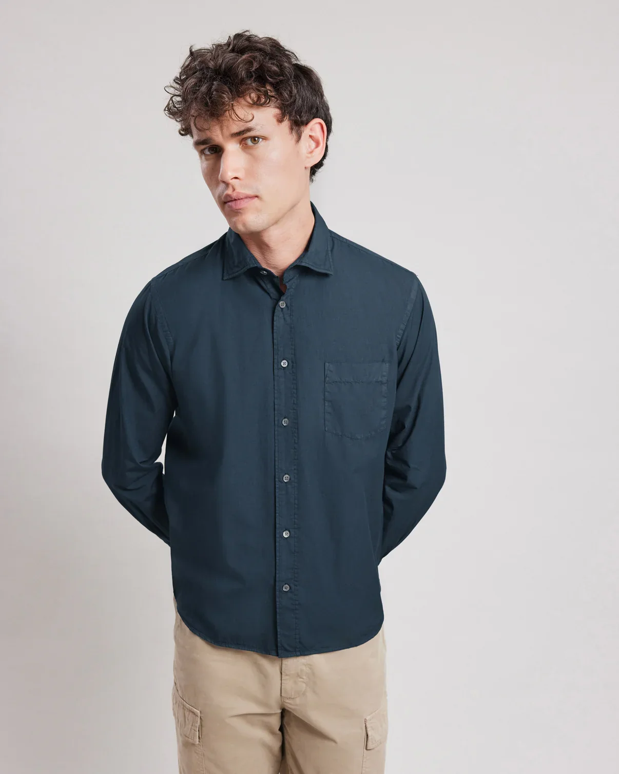 PAUL PAT DEEP BLUE WOVEN SHIRT