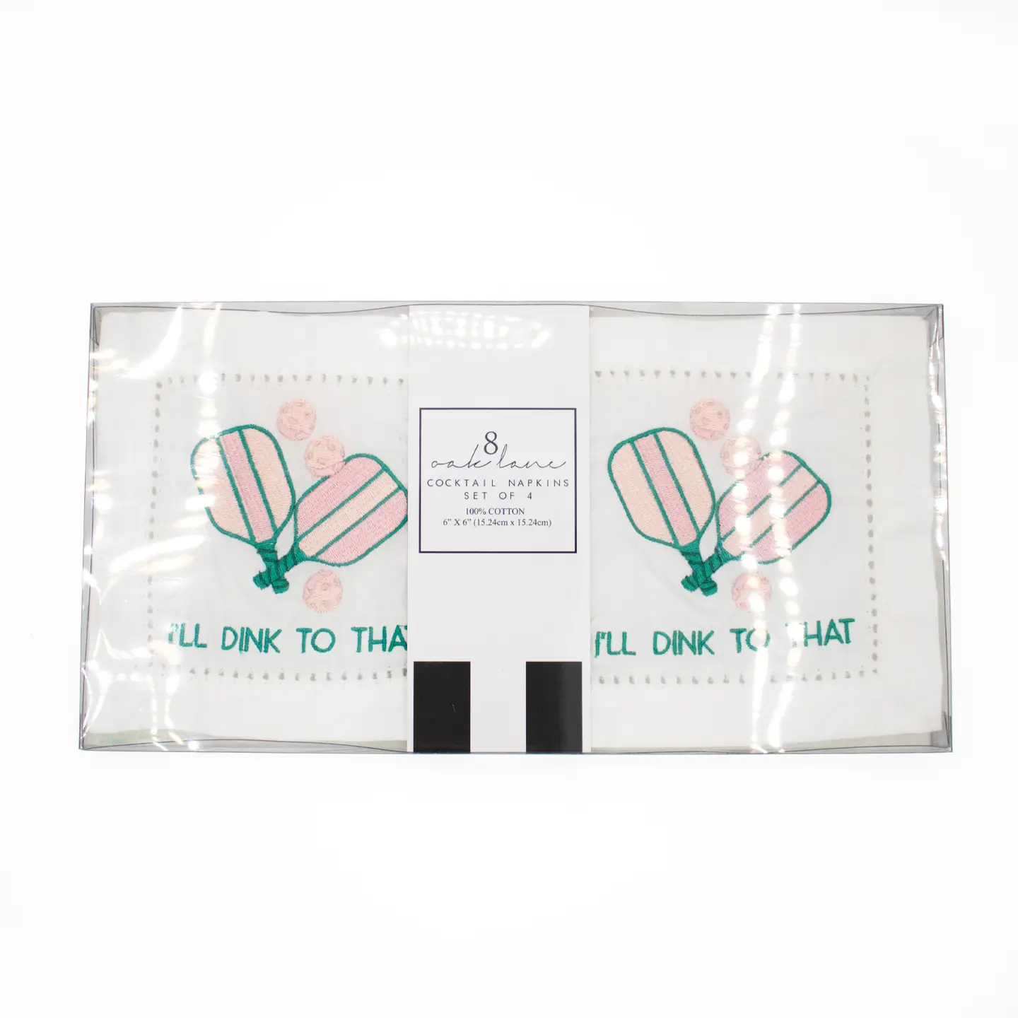 PICKLEBALL EMBROIDERED COCKTAIL NAPKIN SET