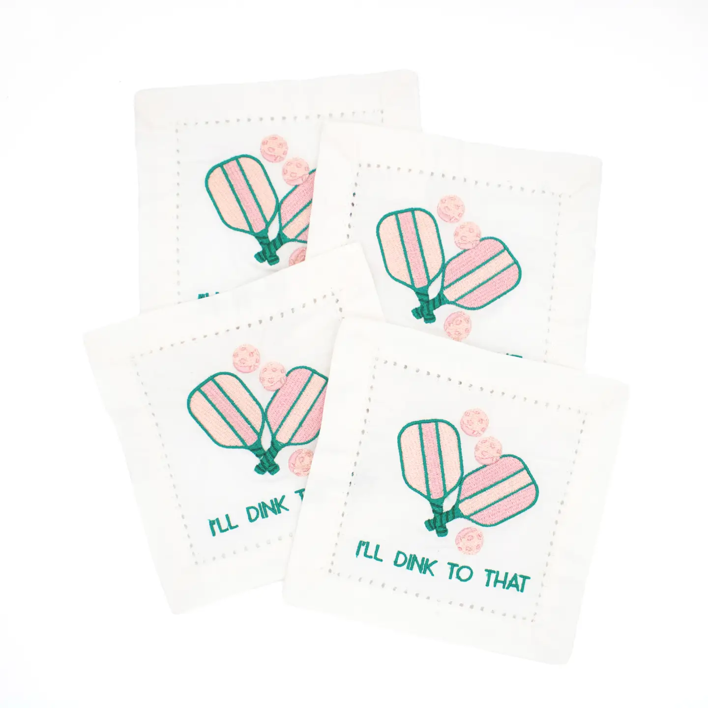 PICKLEBALL EMBROIDERED COCKTAIL NAPKIN SET - Image 2