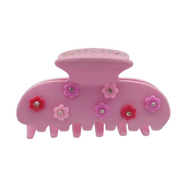 PINK FLOWERS SMALL HAIR CLIP