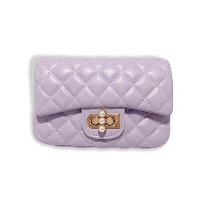 PURPLE PEARL CLOSURE QUILTED PURSE - Image 2