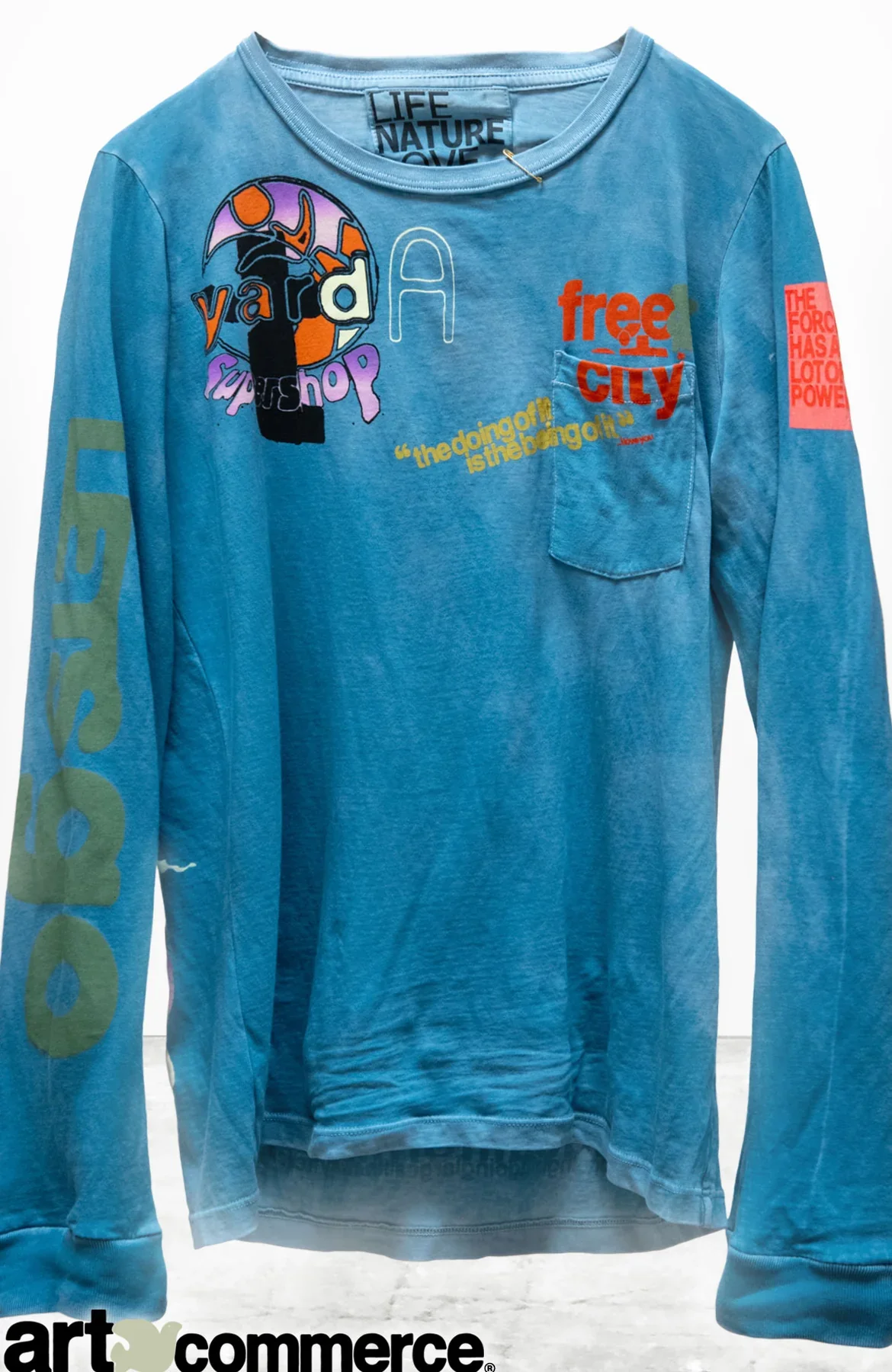 RTU CIRCA'2005 FREECITY ARTYARD MALIBU HOMAGE SUPERVINTAGE HOME/STUD POCKET T - BLUECARDUST POWDER
