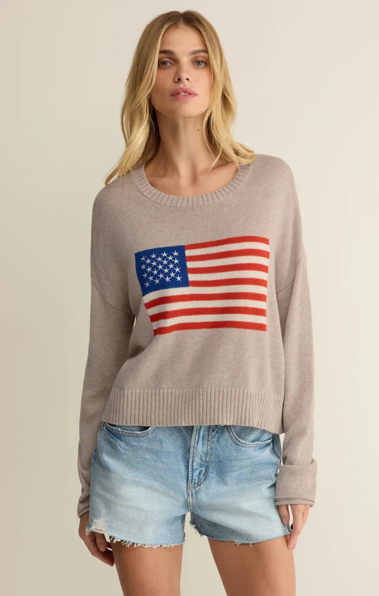SIENNA PATRIOT SWEATER -NATURAL HEATHER