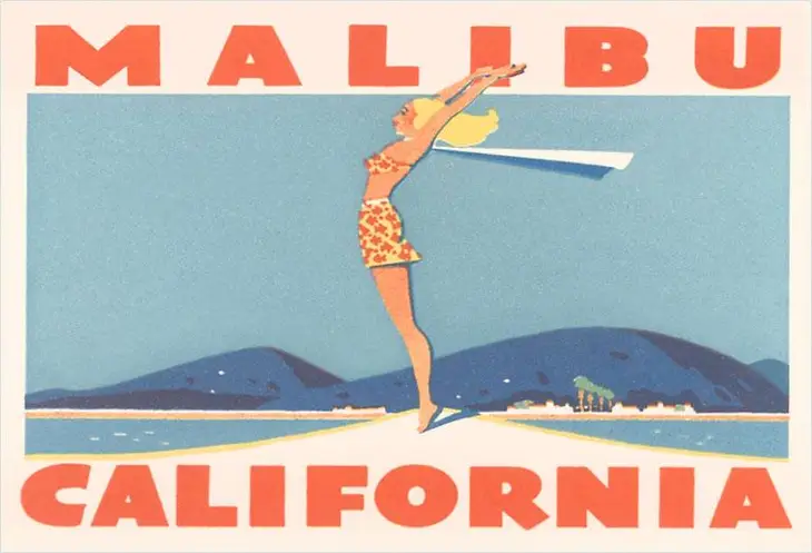 STRETCHING GIRL MALIBU MAGNET