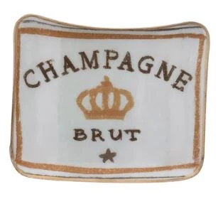 WHITE CHAMPAGNE ENAMELED METAL TRAY