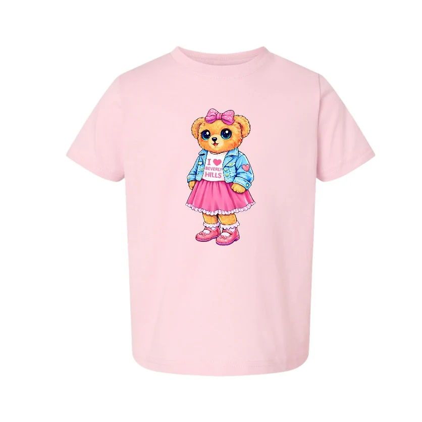 WOMENS BEVERLY HILLS BEAR PINK T-SHIRT