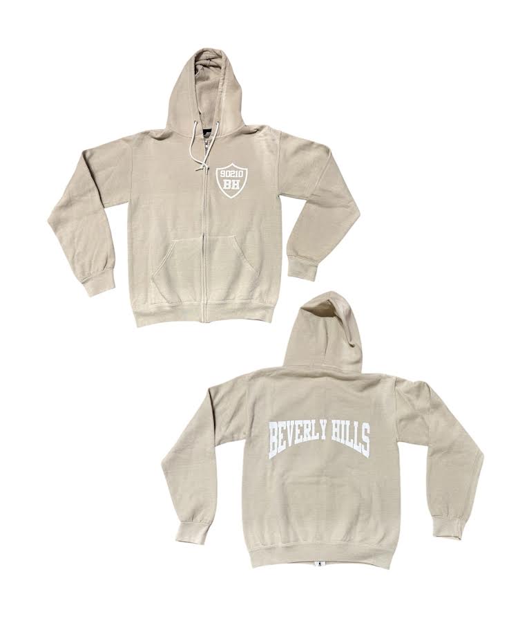 WOMENS BEVERLY HILLS SAND ZIP UP HOODIE