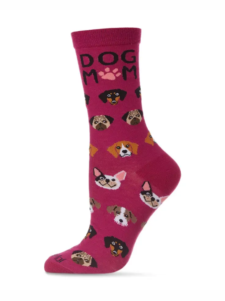 WOMENS FUCHSIA DOG MOM SOCKS