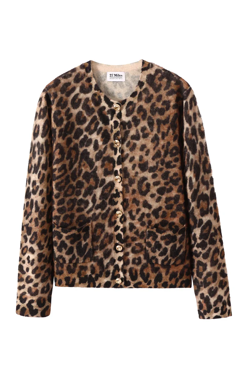 WOMENS LEOPARD FUZZY CARDIGAN