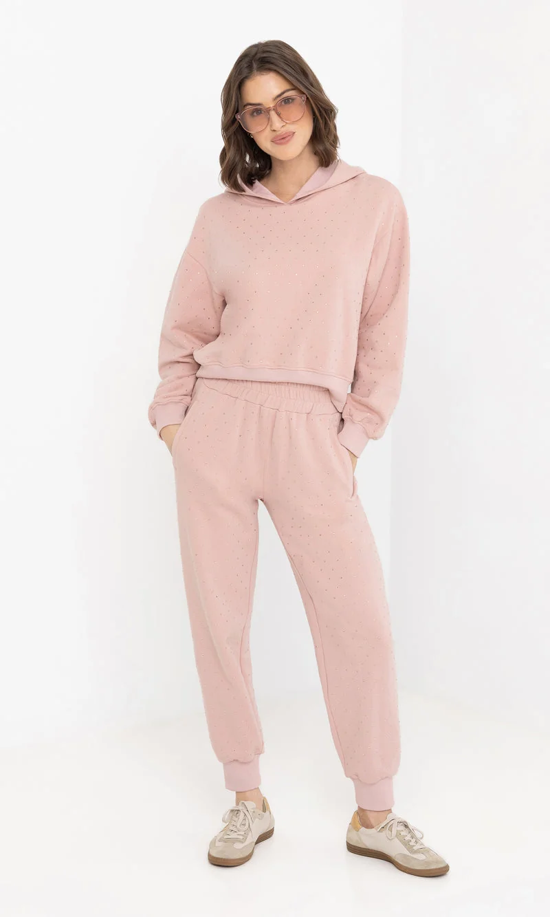 WOMENS PINK CRYSTAL HOODIE - Image 3