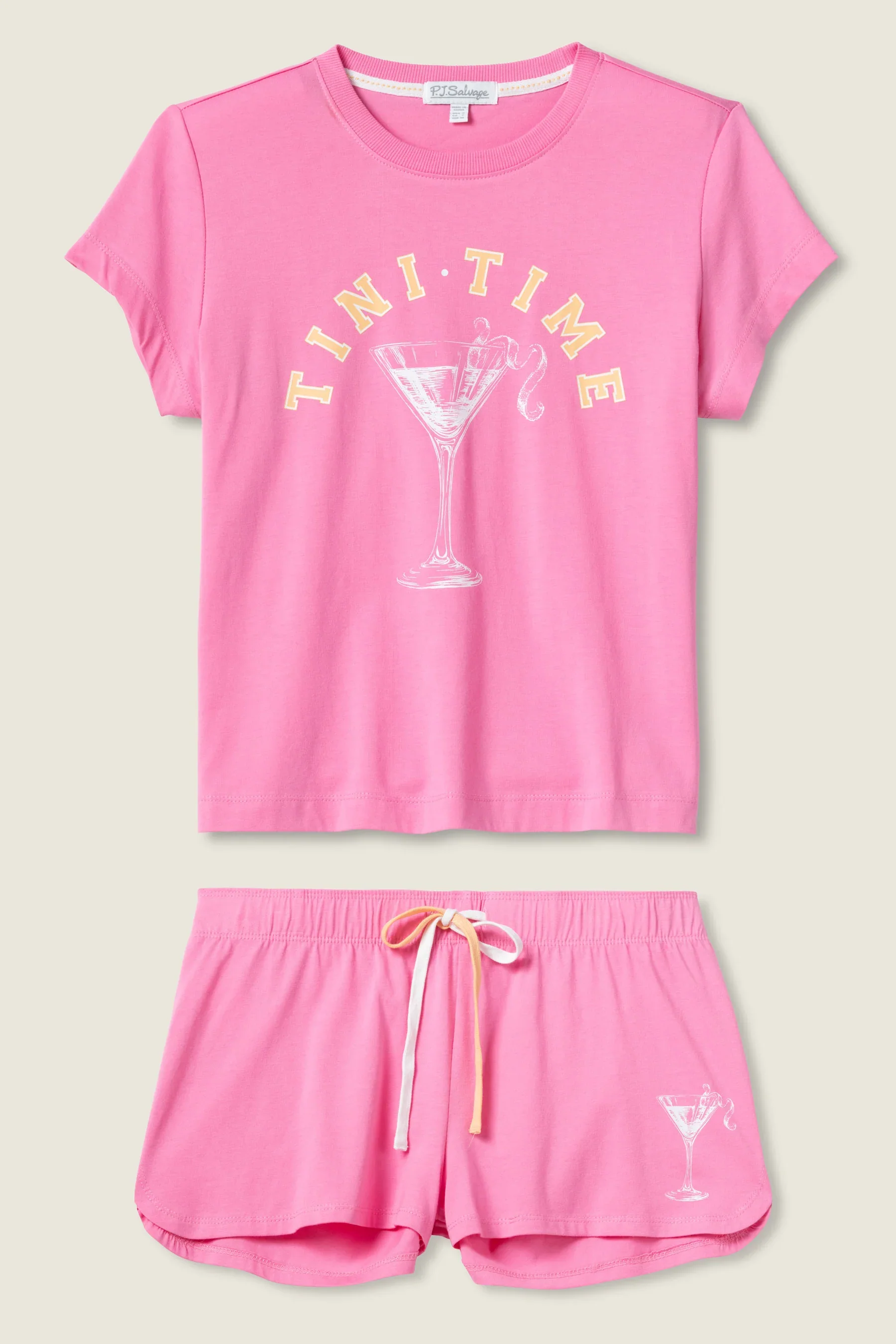 WOMENS PINK TINI TIME SHORT SET