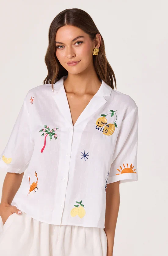 WOMENS VESA EMROIDERED TROPICAL TOP