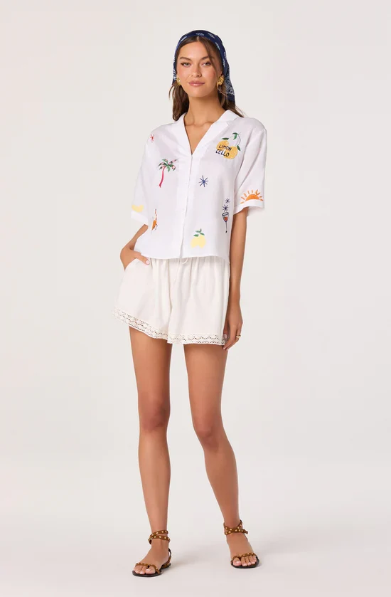 WOMENS VESA EMROIDERED TROPICAL TOP - Image 3