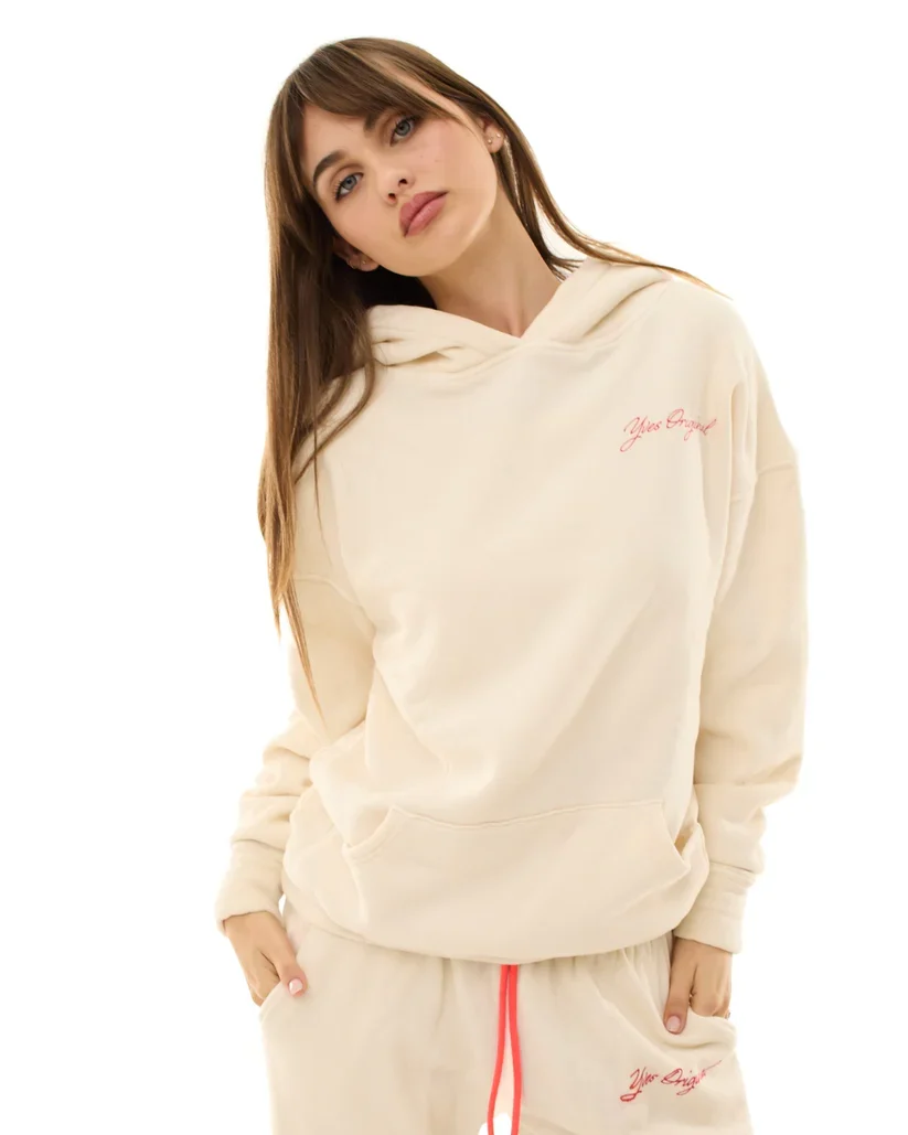 YVES ORIGINAL CURSIVE CREAM HOODIE
